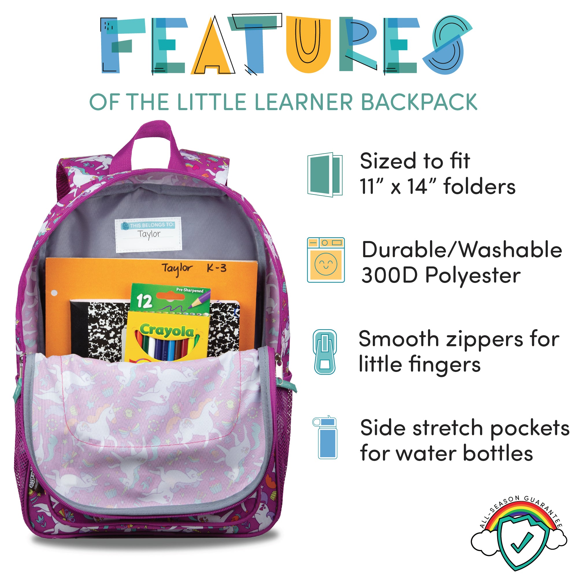 Little Learner 15" Backpack & Lunchbox-Set-Mary The Unicorn