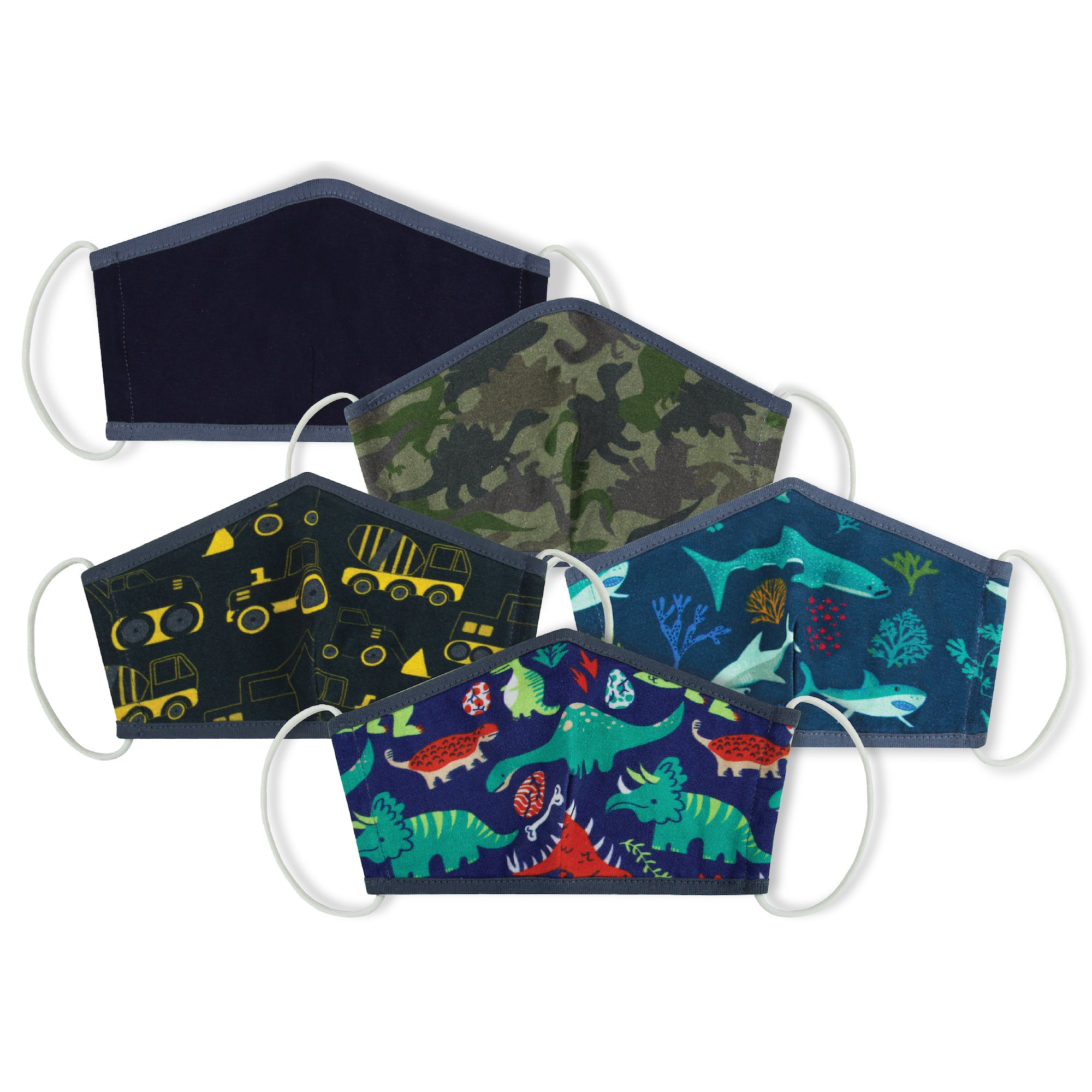 LONECONE Variety 5-Pack - Sharks & Dinos Reusable Face Masks