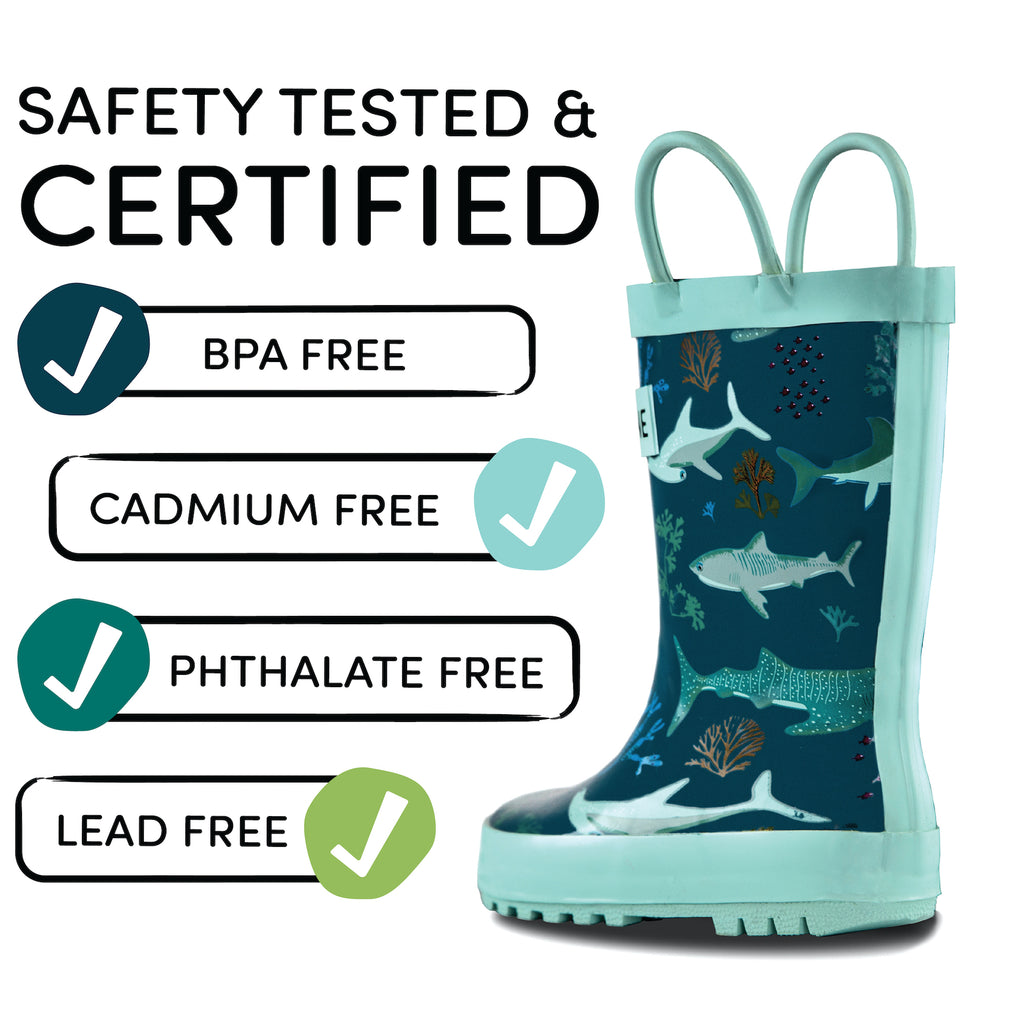 Toddler shark rain boots top
