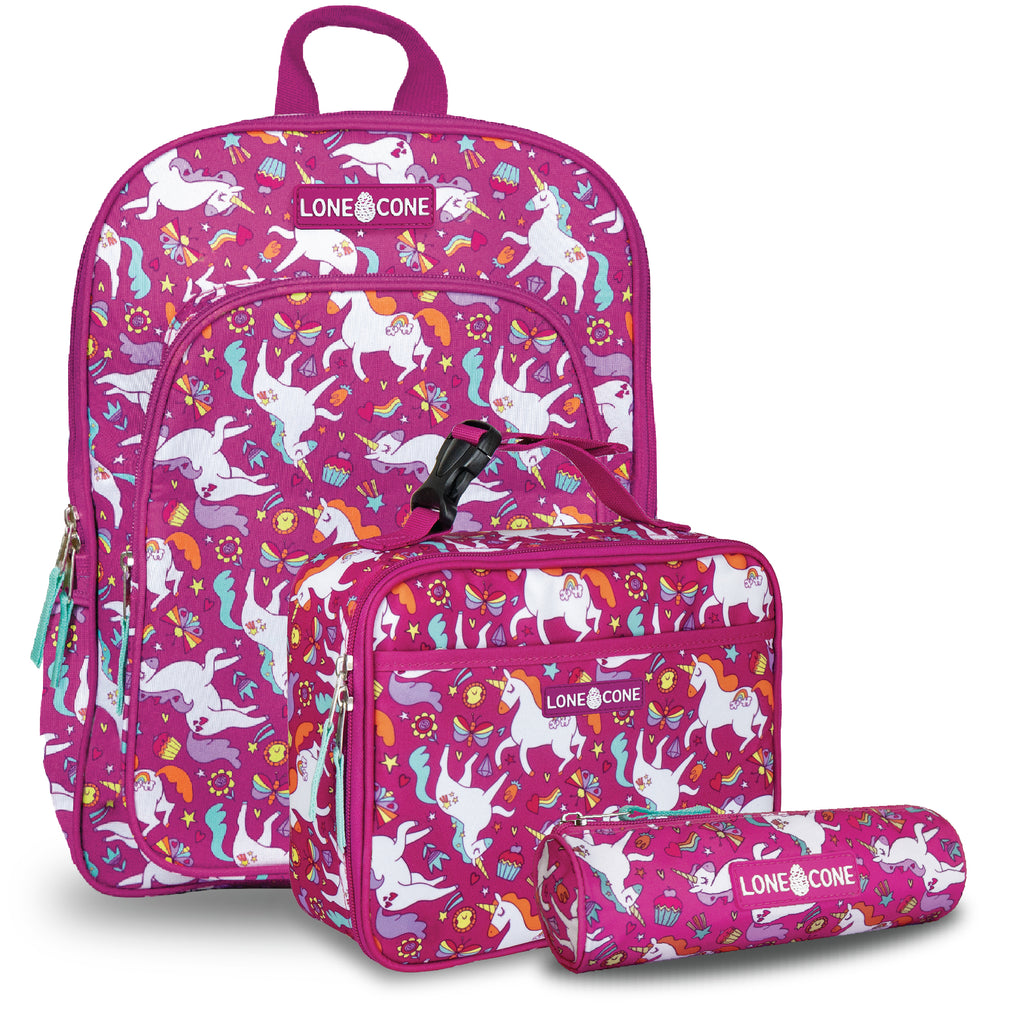 LONECONE Little Learner 15" Backpack & Lunchbox-Set-Mary The Unicorn