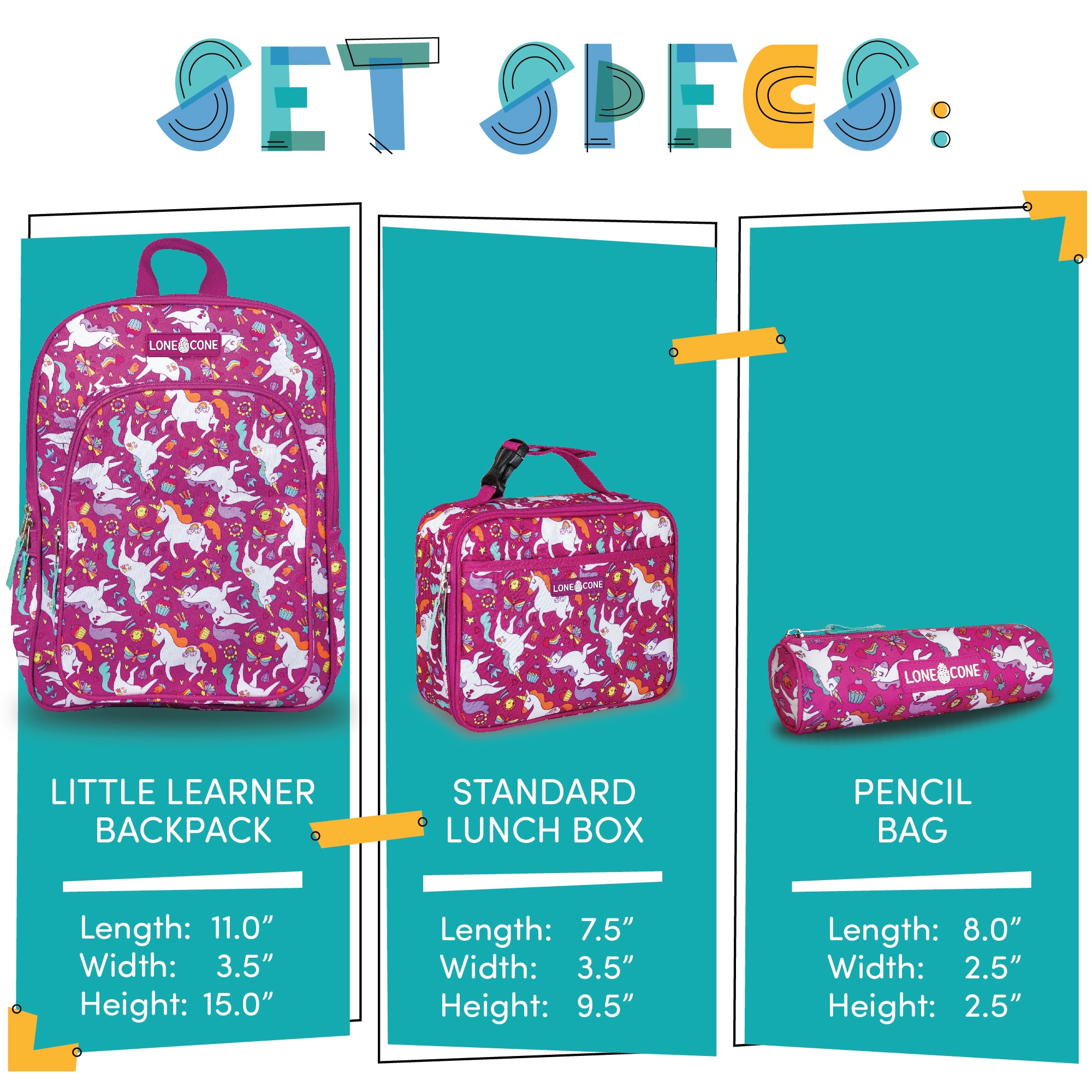 Little Learner 15" Backpack & Lunchbox-Set-Mary The Unicorn