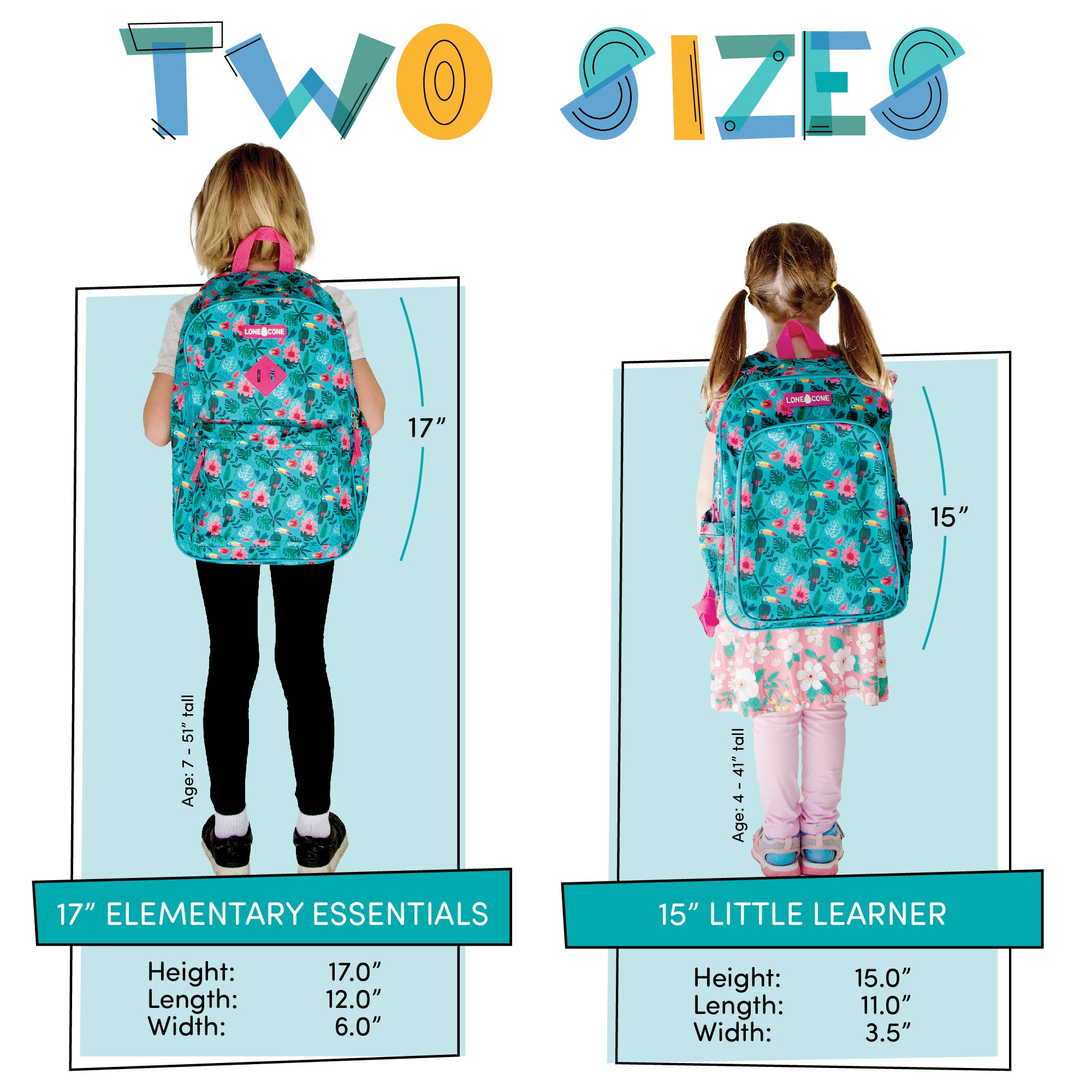 Lone Cone Kids 15 Backpack for Boys & Girls in Preschool, Kindergarten, School of Mermaids